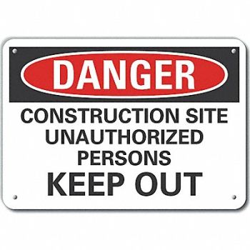LYLE Rflct Construct Area Danger Sign 10x14in, 64NV69
