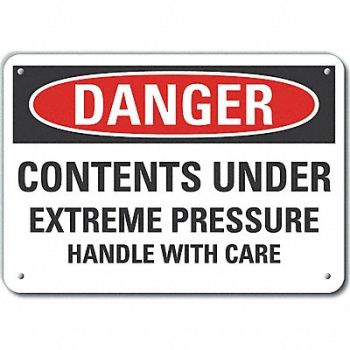 LYLE Rflct Pressure Danger Sign 10x14in Alum, 64NW18
