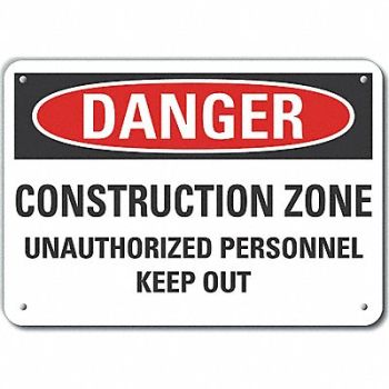LYLE Rflctv Construct Area DangerSign 10x14in, 64NX39