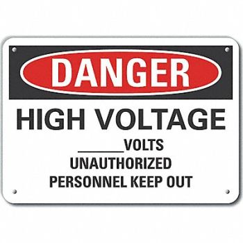 LYLE Rflctv High Voltage Danger Sign 10x14in, 64NX99