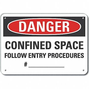LYLE Rflct Confined Space Danger Sign 10x14in, 64NY12