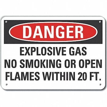 LYLE Rflct No Smoking Dangr Sign 10x14in Alum, 64NY72