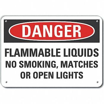 LYLE Flammable Liquid Dangr Sign 10x14in Alum, 64NY90