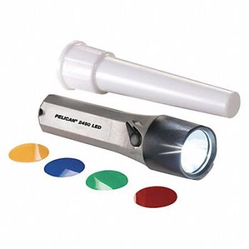 PELICAN LED Flashlight with 4 Color Wand Gray, 65CW85