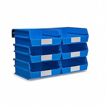 TRITON PRODUCTS Wall Storage Blue Bins/Rails 8 pcs., 65DE18