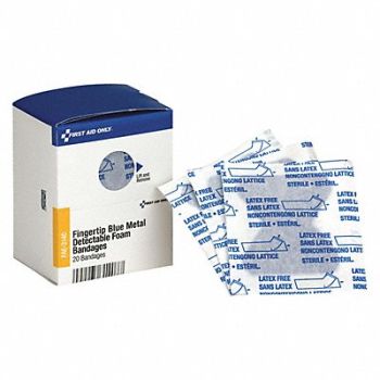 FIRST AID ONLY SC Blue Mtl Fingertip Foam Bandages, 65DG19