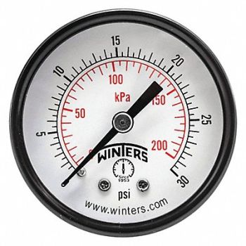 WINTERS Economy 2 0-30 psi/Kpa 1/4 Npt Back, 65MF07