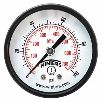 WINTERS Economy 2 0-100 psi/Kpa 1/8 Npt Back, 65MF10