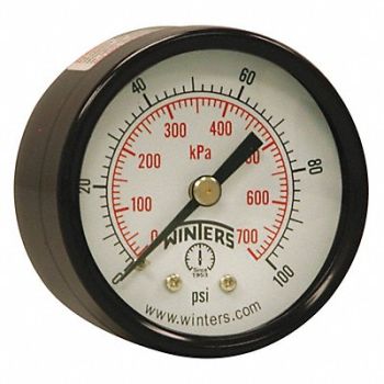 WINTERS Economy 2 0-100 psi/Kpa 1/4 Npt Back, 65MF11