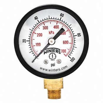 WINTERS Economy 2 0-100 psi/Kpa 1/8 Npt Btm, 65MF35