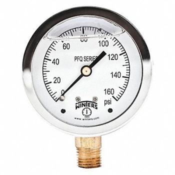 WINTERS Qual Ss/Br Gauge 2.5 1/4Lm 0-160Psi, 65MG61