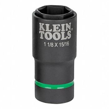 KLEIN TOOLS 2-in-1 Socket 1-1/8 X 15/16 6 Pt, 807K43