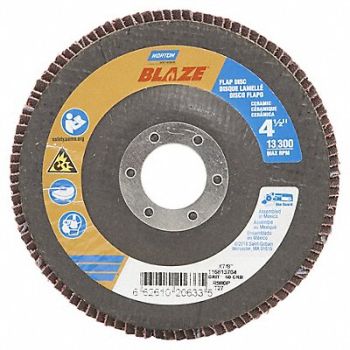 NORTON Flap Disc Ceramic Type 27 4 1/2 dia, 804HV0