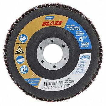 NORTON Flap Disc Ceramic Type 27 4 1/2 dia, 804HV3