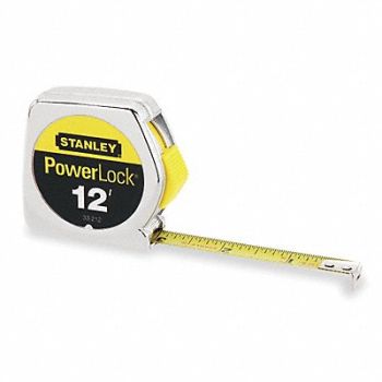 STANLEY Tape Measure 3/4 In x 12 ft Chrome In/Ft, 6A496