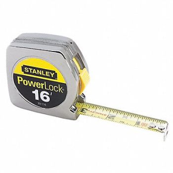 STANLEY Tape Measure 3/4 In x 16 ft Chrome In/Ft, 6A497