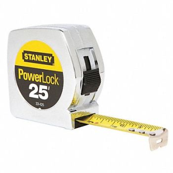 STANLEY Tape Measure 1 In x 25 ft Chrome In/Ft, 6A498