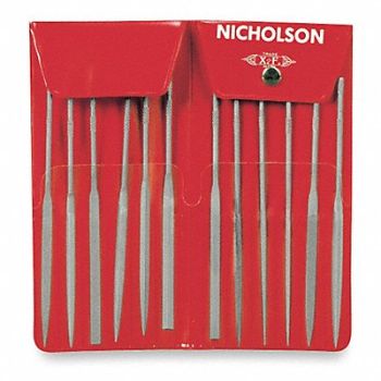 NICHOLSON Needle File Set Swiss 5-1/2 in L, 6A632