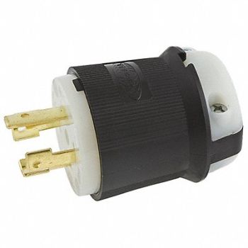 HUBBELL LckPlg Strt 30 A Blk White Nylon 4Blds, 6A659