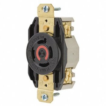 HUBBELL Locking Receptacle Industrial 20 Black, 6A661