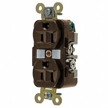 HUBBELL Receptacle Duplex 15A 5-15R 125V Brown, 6A666