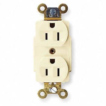 HUBBELL Receptacle Duplex 15A 5-15R 125V Ivory, 6A667