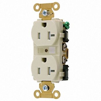 HUBBELL Receptacle Duplex 20A 5-20R 125V Ivory, 6A669