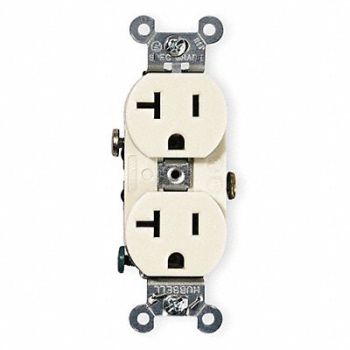 HUBBELL Receptacle Duplex 20A 5-20R 125V Ivory, 6A671