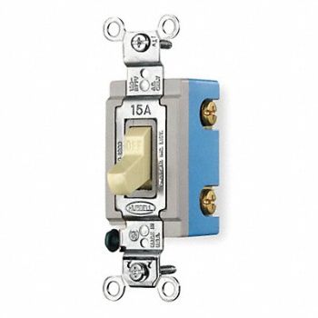 HUBBELL Wall Swtch 1-Pol 120/277V 15A Ivry Toggl, 6A699