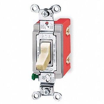 HUBBELL Wall Swtch 1-Pol 120/277V 20A Ivry Toggl, 6A700