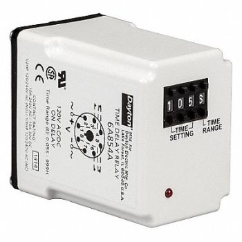 DAYTON H7809 Time Delay Relay 120VAC/DC 10A DPDT LED, 6A854