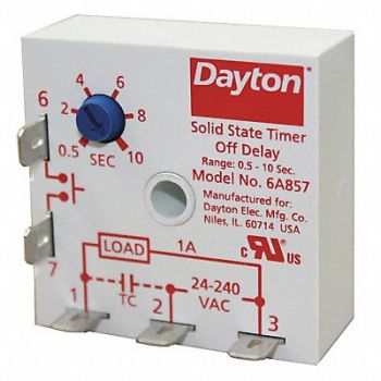 DAYTON Encapsulated Timing Relay 24 to240VAC 1A, 6A857
