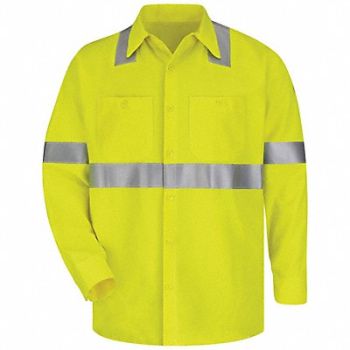VF IMAGEWEAR D9268 FR Lng Slv Shirt HiVis Ylw/Grn LT Button, 6ADE9