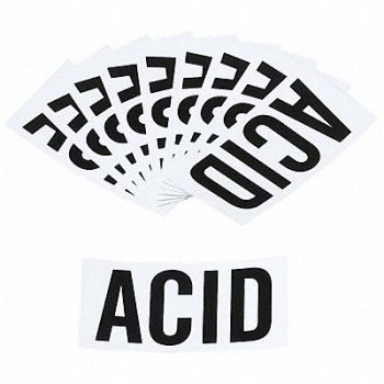 BRADY NFPA Label Black/White Acid PK10, 6AG88