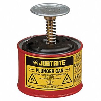 JUSTRITE Plunger Can 1 pt. Galvanized Steel Red, 6AP05