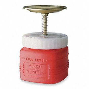 JUSTRITE Plunger Can 1 qt. Polyethylene Red, 6AR07
