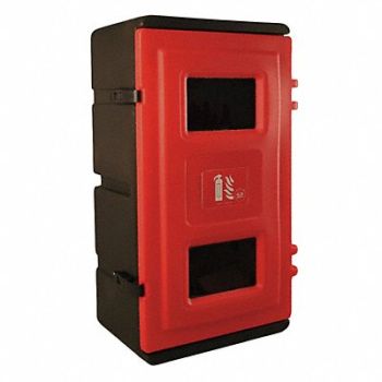 JONESCO Fire Ext. Cabinet Black Red Plastic, 6ATL4