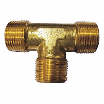 GRAINGER APPROVED Male Tee Brass 3/8 in Pipe Size MNPT, 6AYV3