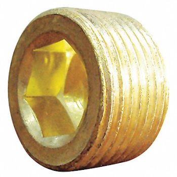 GRAINGER APPROVED Countersink Plug Brass 3/4 in MNPT, 6AZA1