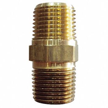 GRAINGER APPROVED Hex Nipple Brass 3/8 in MNPT 10 PK, 6AZD2