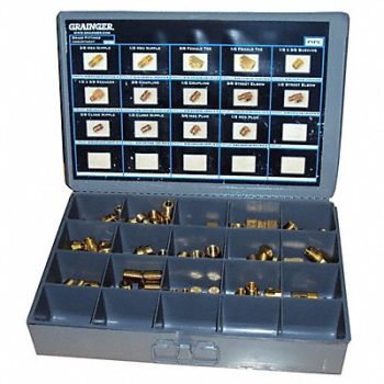 GRAINGER APPROVED Pipe Fitting Kit Brass 111 Pieces, 6AZF9