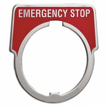 SCHNEIDER ELECTRIC Legend Plate Emergency Stop White/Red, 6B366