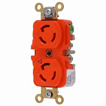 HUBBELL DplxLckRecpt 15A Org Thrmpl L6-15R 1Gng, 6C121