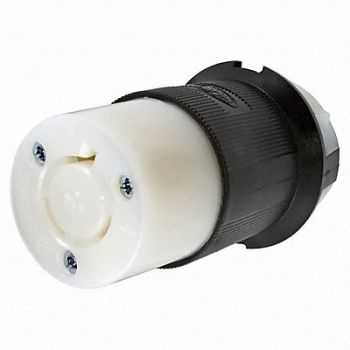 HUBBELL LckCon Strt 20 A Black White Nyl L8-20R, 6C124