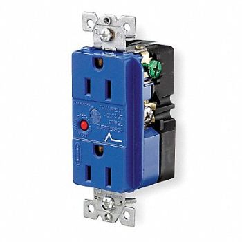 HUBBELL Receptacle Blue 15 A 2P3W Back 1PK, 6C134