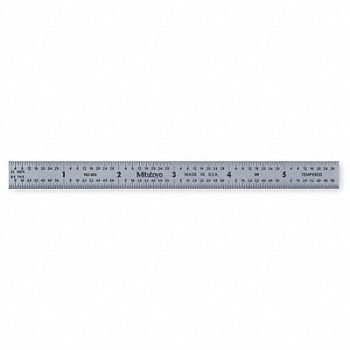 MITUTOYO Steel Rule Flexible 6 In 32/64/10/100ths, 6C293