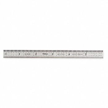 MITUTOYO Steel Rule Rigid 6In 50/100ths/0.5/1mm, 6C298
