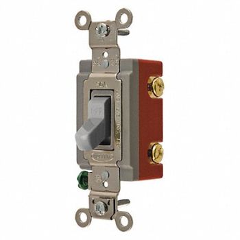 HUBBELL Wall Swtch 1-Pole 120/277V 20A Gry Toggl, 6C540