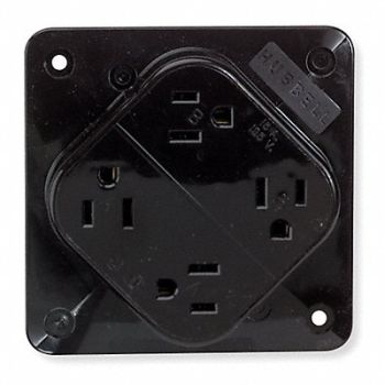 HUBBELL Receptacle Brown 15 A 2P3W Back 1PK, 6C559