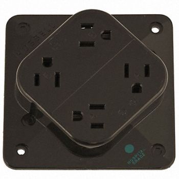 HUBBELL Receptacle Brown 15 A 2P3W Back 1PK, 6C560